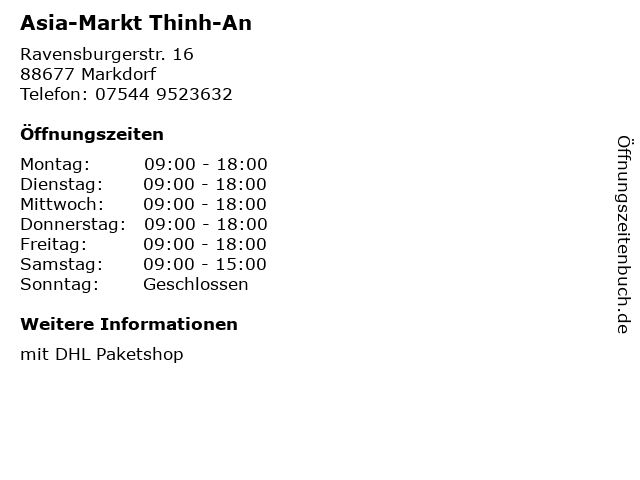 Asia-Markt Thinh-An in Markdorf: Adresse und Öffnungszeiten