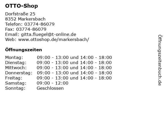 OTTO-Shop in Markersbach: Adresse und Öffnungszeiten