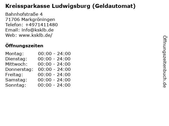 Kreissparkasse Ludwigsburg (Geldautomat) in Markgröningen: Adresse und Öffnungszeiten