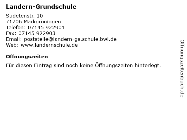 Landern-Grundschule in Markgröningen: Adresse und Öffnungszeiten
