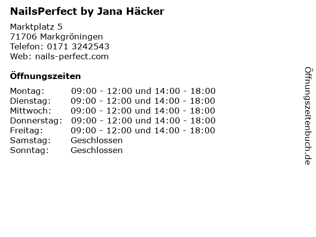 NailsPerfect by Jana Häcker in Markgröningen: Adresse und Öffnungszeiten