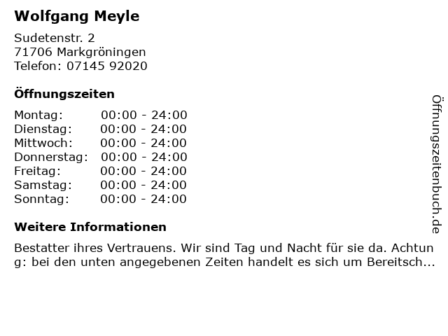 Wolfgang Meyle in Markgröningen: Adresse und Öffnungszeiten
