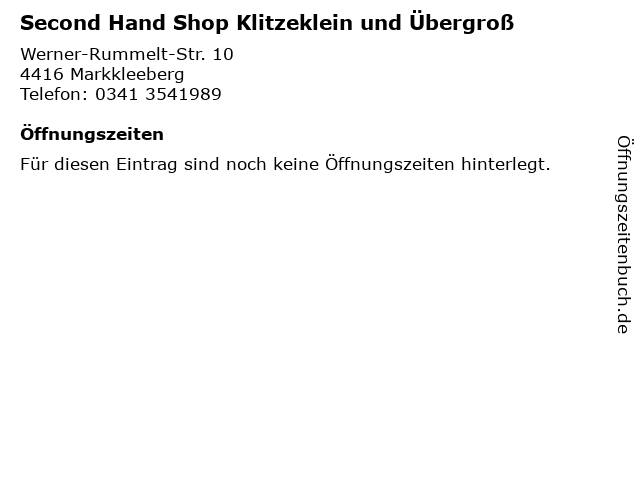 Second Hand Shop Klitzeklein und Übergroß in Markkleeberg: Adresse und Öffnungszeiten