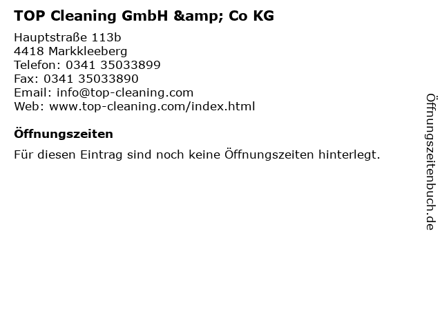 TOP Cleaning GmbH & Co KG in Markkleeberg: Adresse und Öffnungszeiten