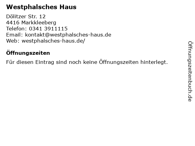 ᐅ Offnungszeiten Westphalsches Haus Dolitzer Str 12 In