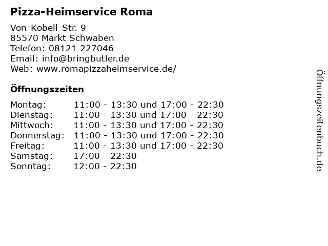Pizza-Heimservice Roma in Markt Schwaben: Adresse und Öffnungszeiten