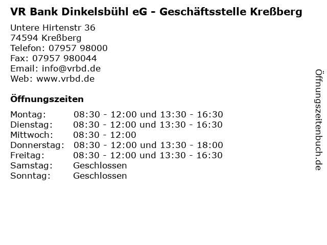 ᐅ Offnungszeiten Vr Bank Dinkelsbuhl Eg Geschaftsstelle