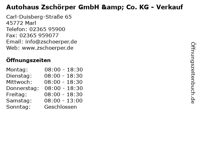 Autohaus Zschörper GmbH & Co. KG - Verkauf in Marl: Adresse und Öffnungszeiten