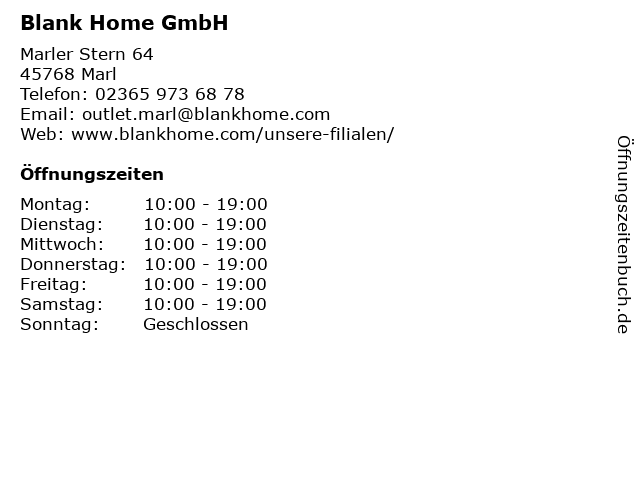 Blank Home GmbH in Marl: Adresse und Öffnungszeiten