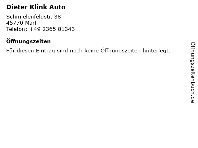 Dieter Klink Auto in Marl: Adresse und Öffnungszeiten