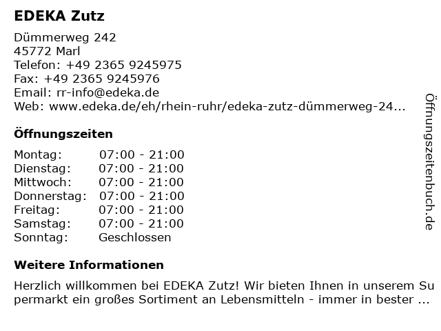 EDEKA Zutz in Marl: Adresse und Öffnungszeiten