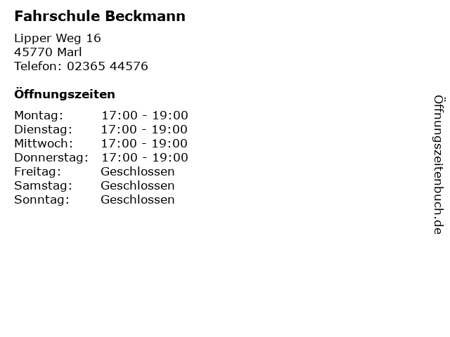 Fahrschule Beckmann in Marl: Adresse und Öffnungszeiten