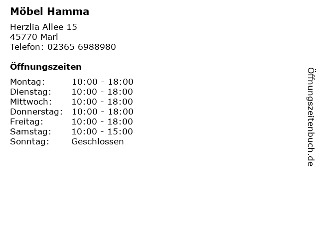 Möbel Hamma in Marl: Adresse und Öffnungszeiten