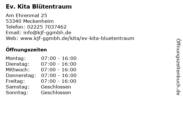 Ev. Kita Blütentraum in Meckenheim: Adresse und Öffnungszeiten