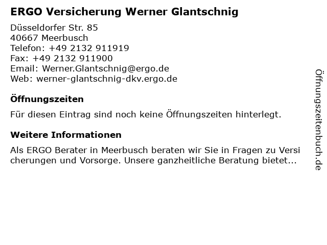 DKV Deutsche Krankenversicherung Werner Glantschnig in Meerbusch: Adresse und Öffnungszeiten