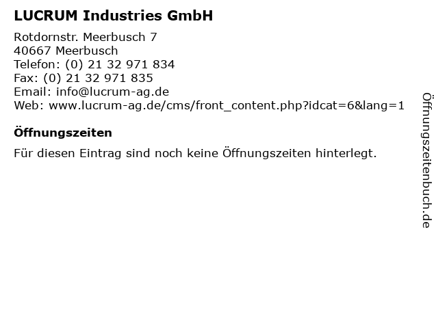 LUCRUM Industries GmbH in Meerbusch: Adresse und Öffnungszeiten