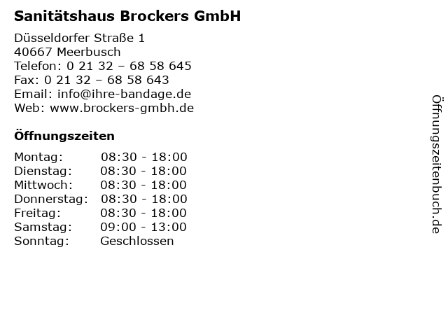 Sanitätshaus Brockers GmbH in Meerbusch: Adresse und Öffnungszeiten