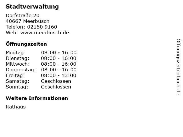 Stadtverwaltung in Meerbusch: Adresse und Öffnungszeiten