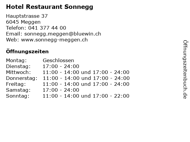 Hotel Restaurant Sonnegg in Meggen: Adresse und Öffnungszeiten