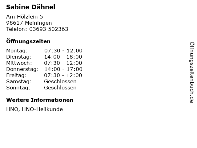 Sabine Dähnel in Meiningen: Adresse und Öffnungszeiten