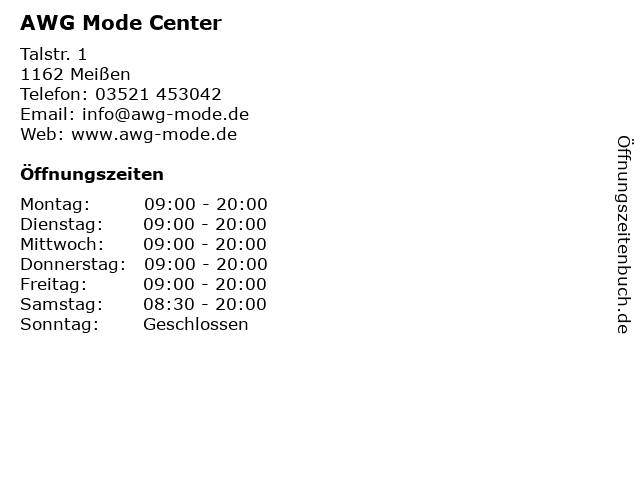 AWG Mode Center in Meißen: Adresse und Öffnungszeiten