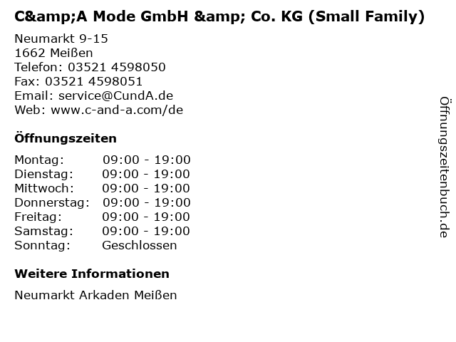 C&A Mode GmbH & Co. KG (Small Family) in Meißen: Adresse und Öffnungszeiten