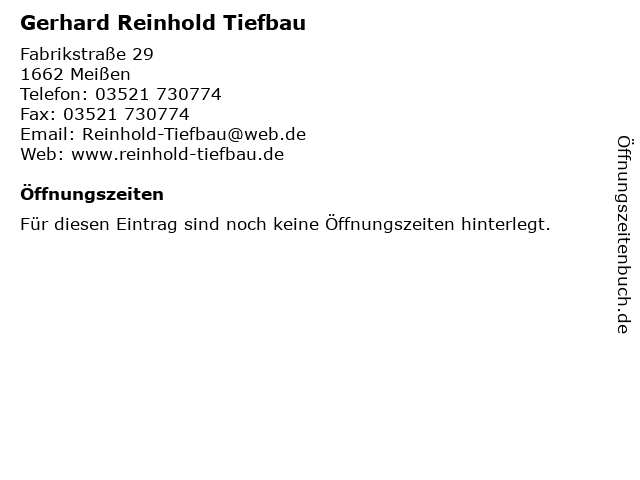 Gerhard Reinhold Tiefbau in Meißen: Adresse und Öffnungszeiten
