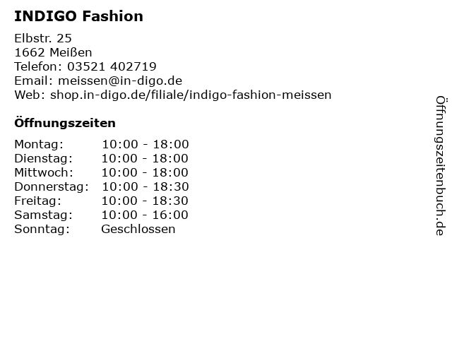 INDIGO Fashion in Meißen: Adresse und Öffnungszeiten