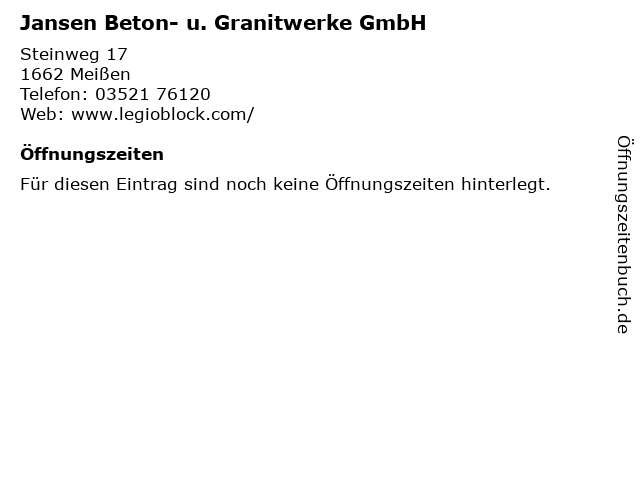 Jansen Beton- u. Granitwerke GmbH in Meißen: Adresse und Öffnungszeiten