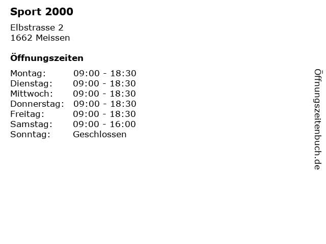 Sport 2000 in Meissen: Adresse und Öffnungszeiten