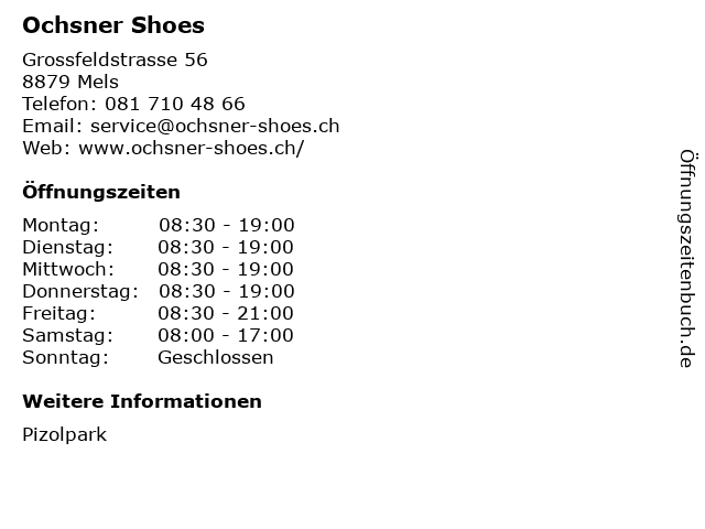 Ochsner Shoes in Mels: Adresse und Öffnungszeiten