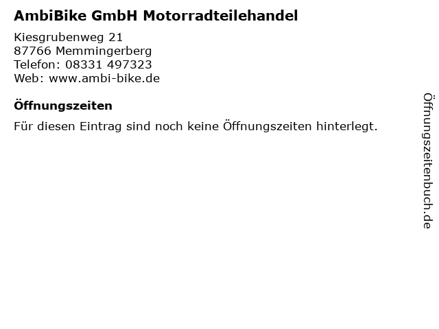 AmbiBike GmbH Motorradteilehandel in Memmingerberg: Adresse und Öffnungszeiten