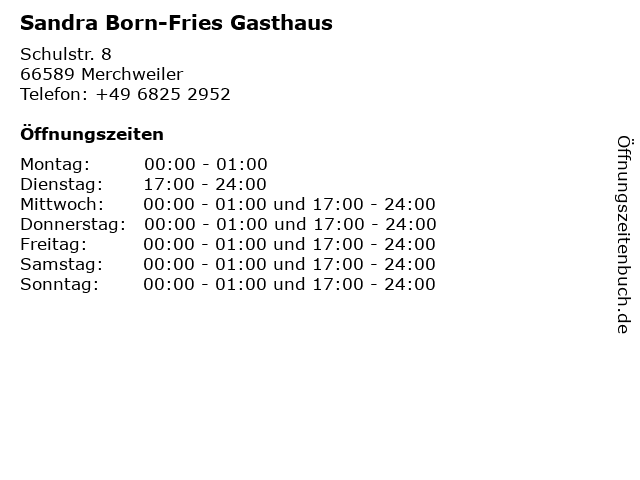 Sandra Born-Fries Gasthaus in Merchweiler: Adresse und Öffnungszeiten