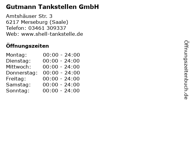 Gutmann Tankstellen GmbH in Merseburg (Saale): Adresse und Öffnungszeiten