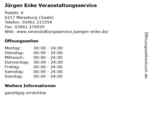 Jürgen Enke Veranstaltungsservice in Merseburg (Saale): Adresse und Öffnungszeiten