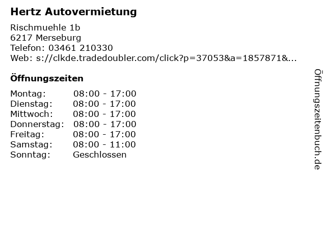 Hertz Autovermietung in Merseburg: Adresse und Öffnungszeiten