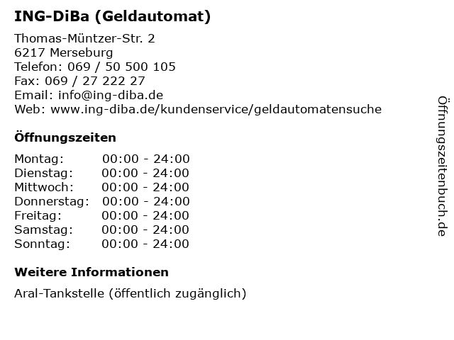 ING-DiBa (Geldautomat) in Merseburg: Adresse und Öffnungszeiten