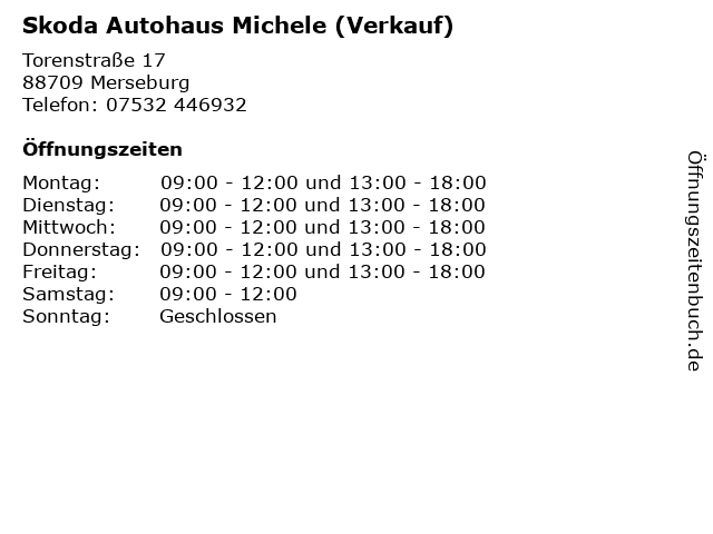 Skoda Autohaus Michele (Verkauf) in Merseburg: Adresse und Öffnungszeiten