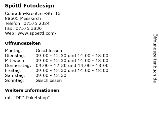 Spöttl Fotodesign in Messkirch: Adresse und Öffnungszeiten