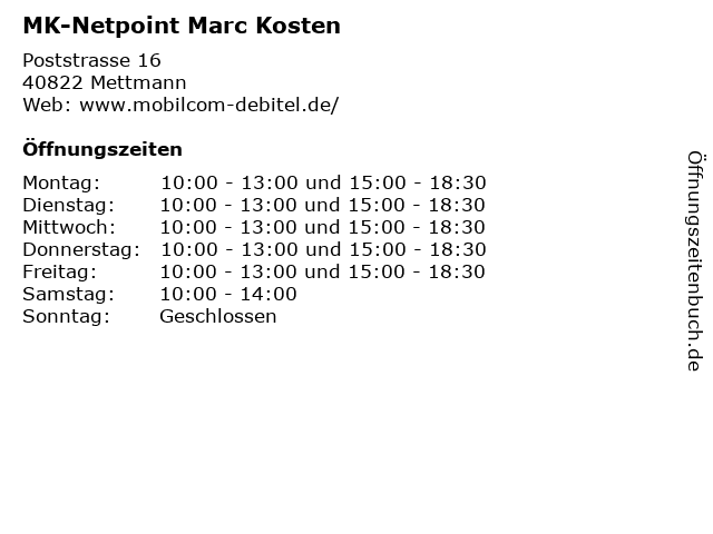 MK-Netpoint Marc Kosten in Mettmann: Adresse und Öffnungszeiten