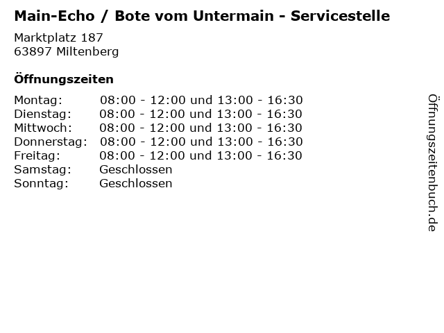 Main-Echo / Bote vom Untermain - Servicestelle in Miltenberg: Adresse und Öffnungszeiten