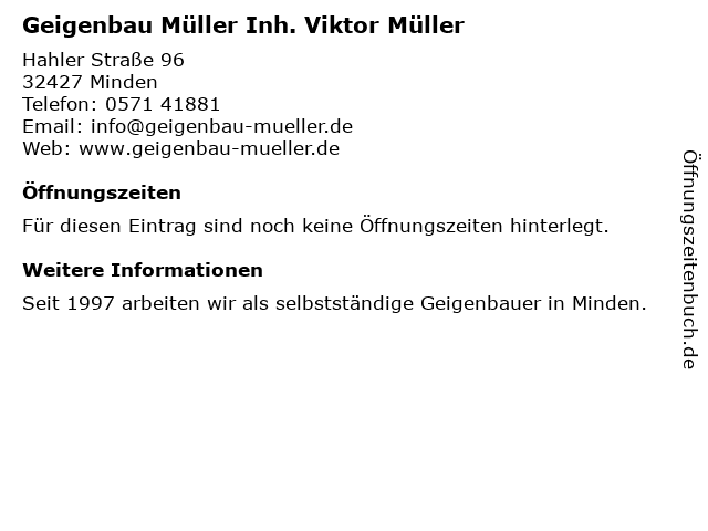 Geigenbau Müller in Minden: Adresse und Öffnungszeiten