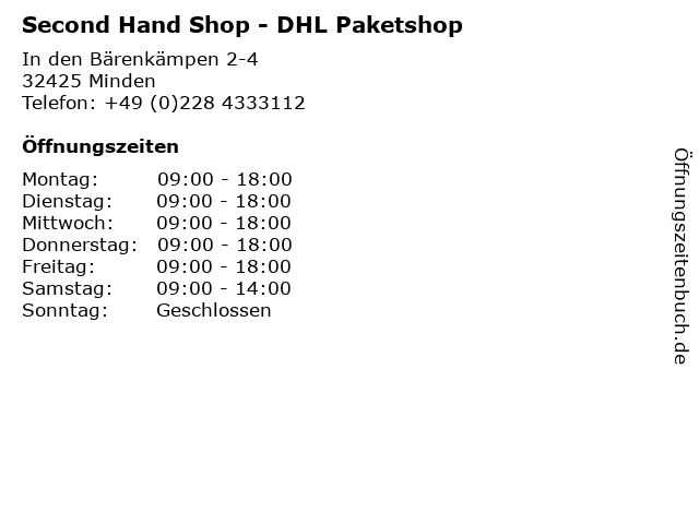 Second Hand Shop - DHL Paketshop in Minden: Adresse und Öffnungszeiten