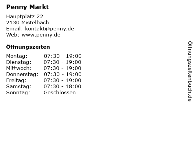 Penny Markt in Mistelbach: Adresse und Öffnungszeiten
