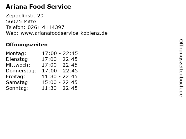 Ariana Food Service in Mitte: Adresse und Öffnungszeiten