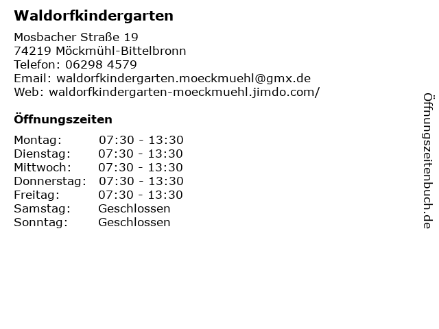 ᐅ Öffnungszeiten „Waldorfkindergarten“ Mosbacher Straße 19 in