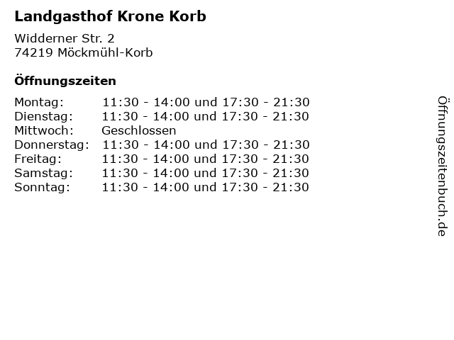 Landgasthof Krone Korb in Möckmühl-Korb: Adresse und Öffnungszeiten