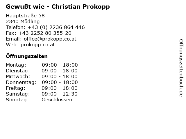Gewußt wie - Christian Prokopp in Mödling: Adresse und Öffnungszeiten