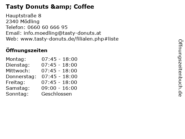 Tasty Donuts & Coffee in Mödling: Adresse und Öffnungszeiten