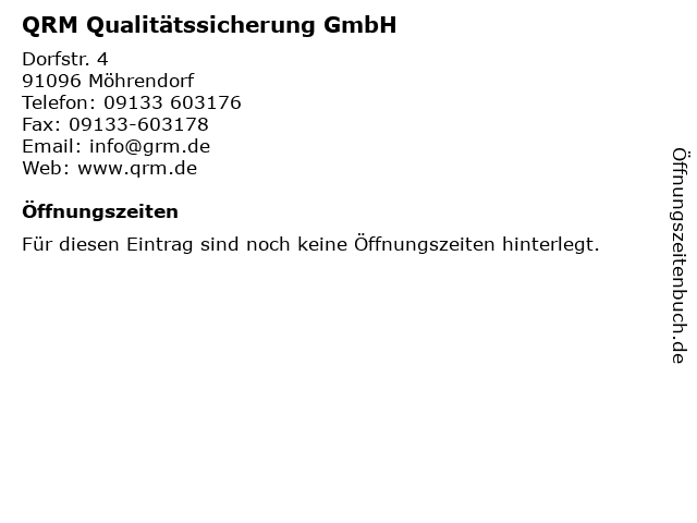 QRM Qualitätssicherung GmbH in Möhrendorf: Adresse und Öffnungszeiten